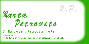 marta petrovits business card